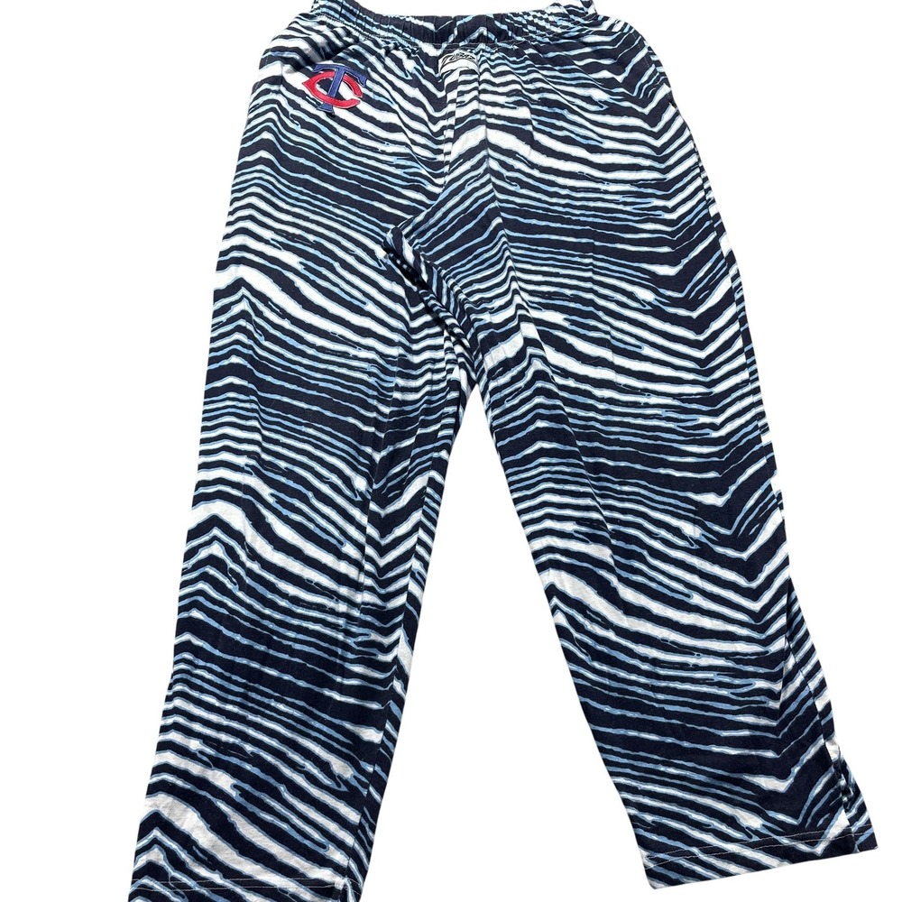 Minnesota Twins Pants Mens Medium Blue MLB Baseball Zubaz Zebra Print Lounge
